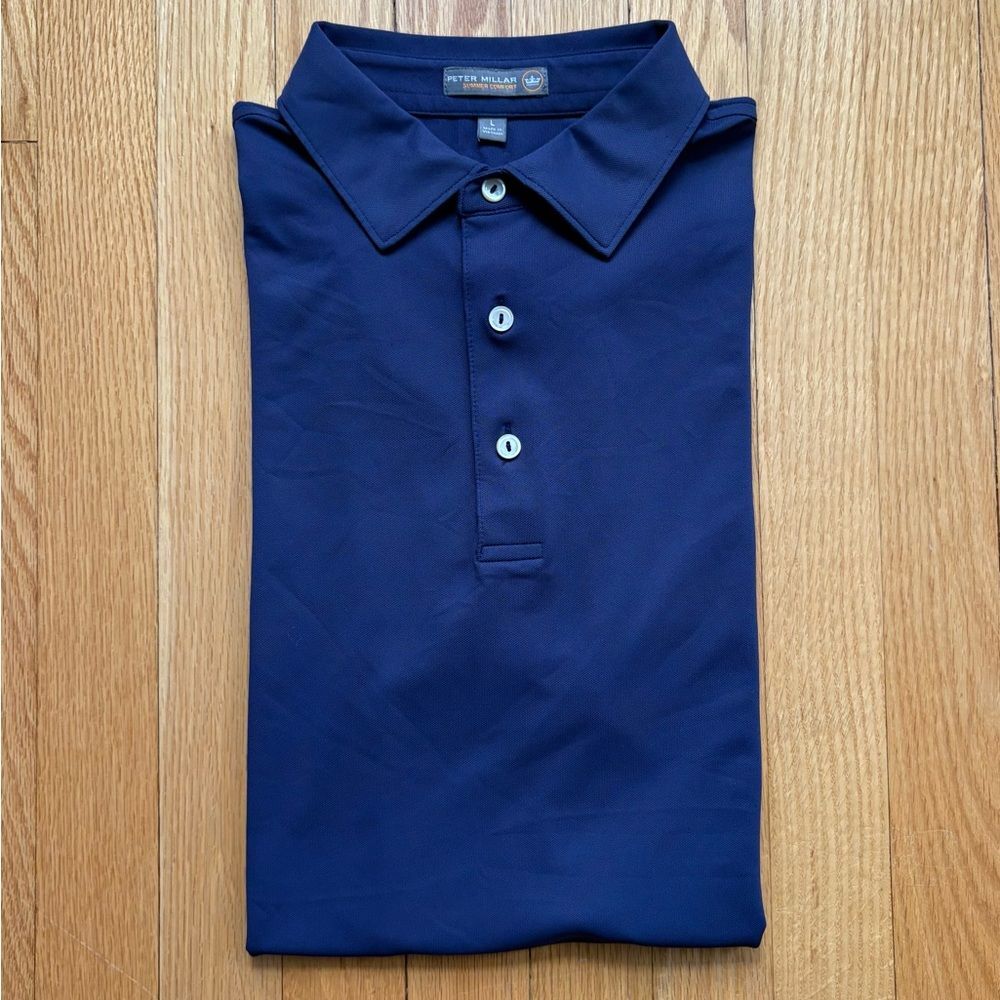 Peter Millar Summer Comfort Mens Short Sleeve Polo Large Navy Blue Solid